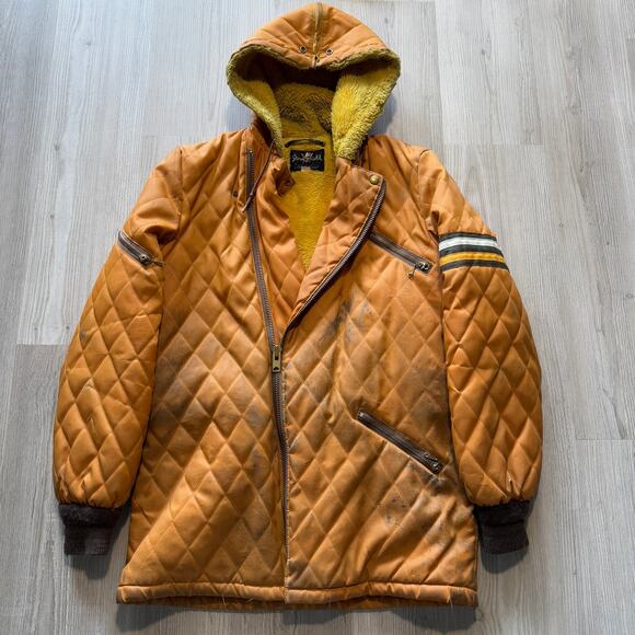 Men's Vintage 70's Storm Shield North Land Orange Sherpa Lined Work Jacket Sz M - Picture 1 of 12